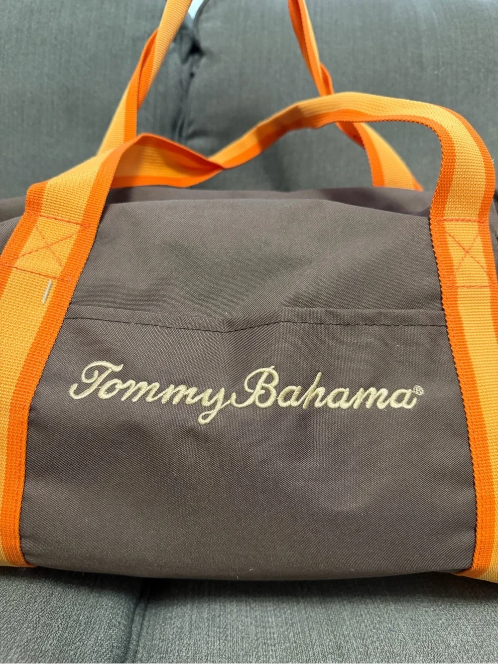Tommy Bahama 20” Duffel Bag Brown Orange Weekender Travel Shoulder Strap